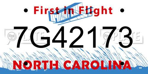 7G42173 North Carolina License Plate