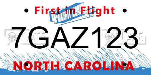 7GAZ123 North Carolina License Plate