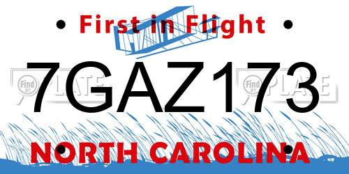 7GAZ173 North Carolina License Plate