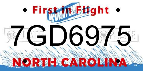 7GD6975 North Carolina License Plate