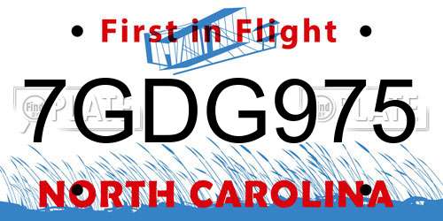 7GDG975 North Carolina License Plate