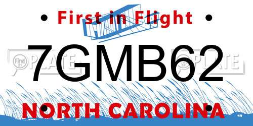 7GMB62 North Carolina License Plate