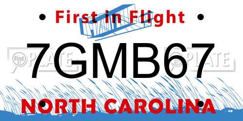 7GMB67 North Carolina License Plate