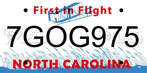 7GOG975 North Carolina License Plate