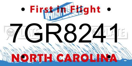 7GR8241 North Carolina License Plate