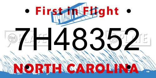 7H48352 North Carolina License Plate