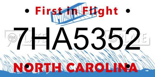 7HA5352 North Carolina License Plate