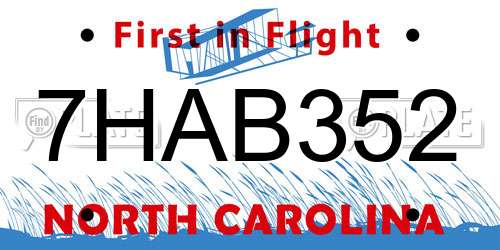 7HAB352 North Carolina License Plate