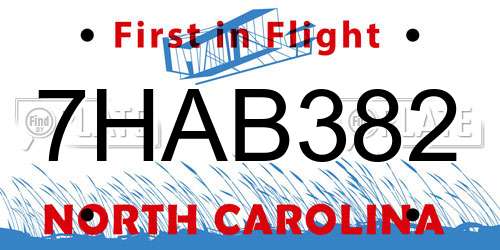 7HAB382 North Carolina License Plate