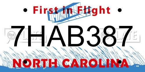 7HAB387 North Carolina License Plate