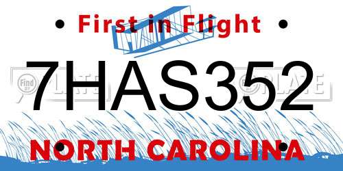 7HAS352 North Carolina License Plate