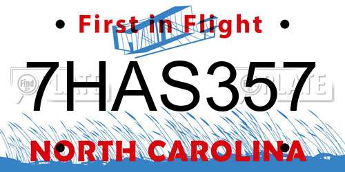 7HAS357 North Carolina License Plate