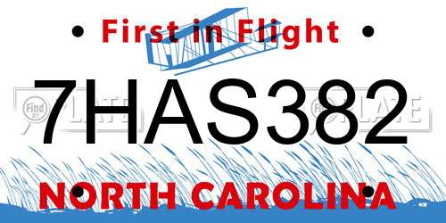 7HAS382 North Carolina License Plate