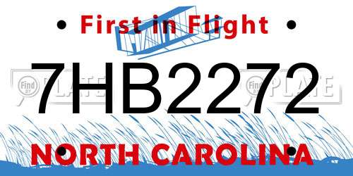 7HB2272 North Carolina License Plate