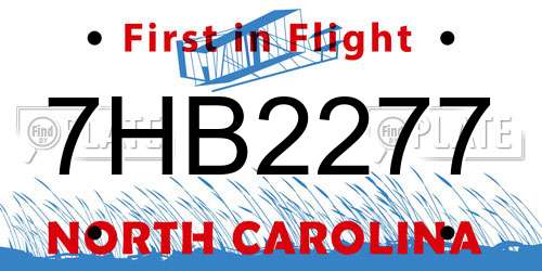 7HB2277 North Carolina License Plate