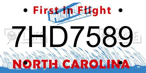 7HD7589 North Carolina License Plate