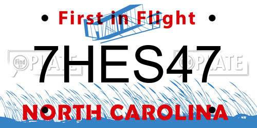 7HES47 North Carolina License Plate