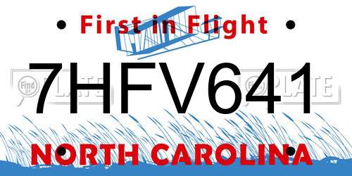 7HFV641 North Carolina License Plate
