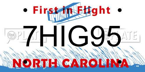 7HIG95 North Carolina License Plate