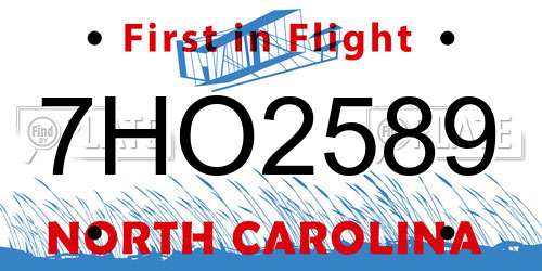 7HO2589 North Carolina License Plate
