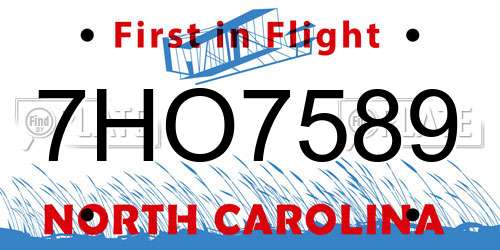 7HO7589 North Carolina License Plate
