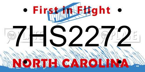 7HS2272 North Carolina License Plate