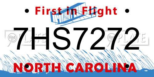 7HS7272 North Carolina License Plate