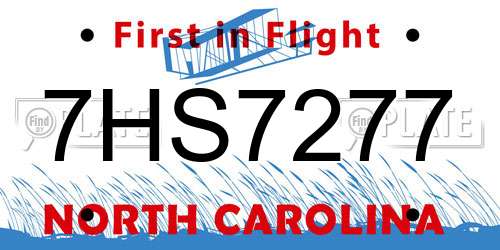 7HS7277 North Carolina License Plate