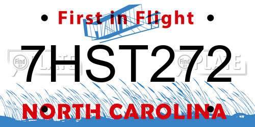 7HST272 North Carolina License Plate