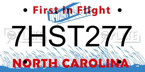 7HST277 North Carolina License Plate