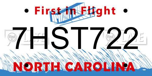 7HST722 North Carolina License Plate