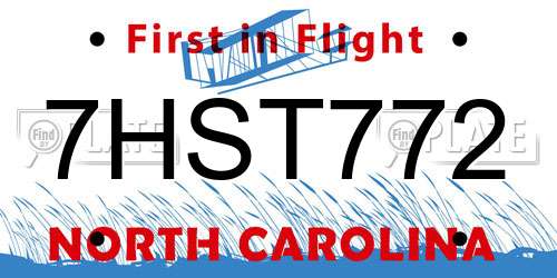 7HST772 North Carolina License Plate