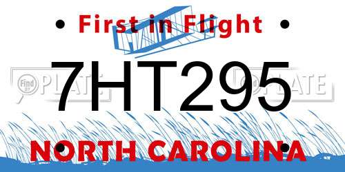 7HT295 North Carolina License Plate