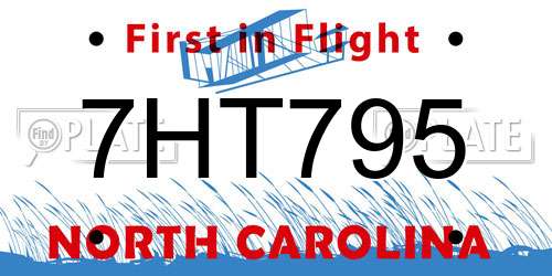 7HT795 North Carolina License Plate