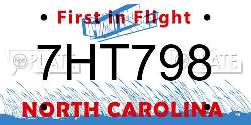 7HT798 North Carolina License Plate