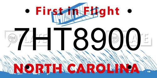 7HT8900 North Carolina License Plate