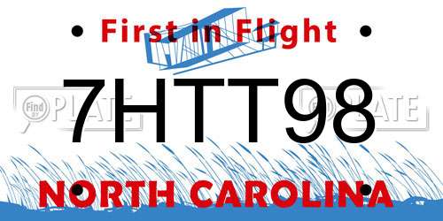 7HTT98 North Carolina License Plate