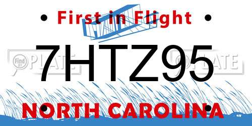 7HTZ95 North Carolina License Plate