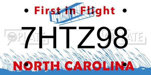 7HTZ98 North Carolina License Plate