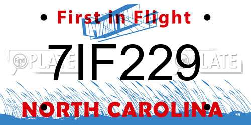 7IF229 North Carolina License Plate
