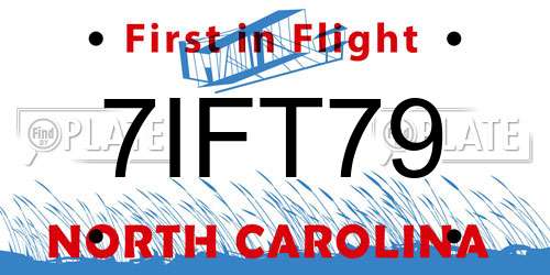 7IFT79 North Carolina License Plate