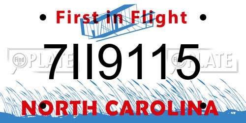 7II9115 North Carolina License Plate