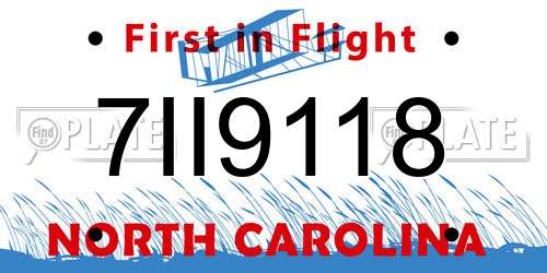 7II9118 North Carolina License Plate