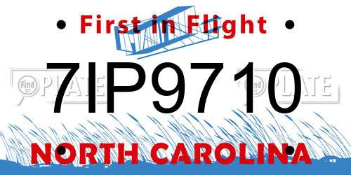 7IP9710 North Carolina License Plate