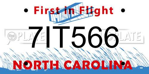 7IT566 North Carolina License Plate