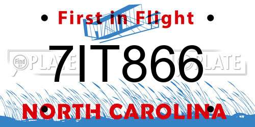 7IT866 North Carolina License Plate