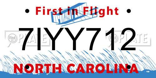 7IYY712 North Carolina License Plate