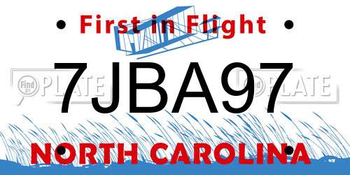 7JBA97 North Carolina License Plate