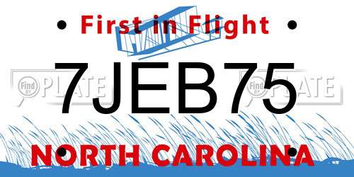 7JEB75 North Carolina License Plate