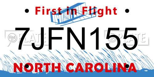 7JFN155 North Carolina License Plate